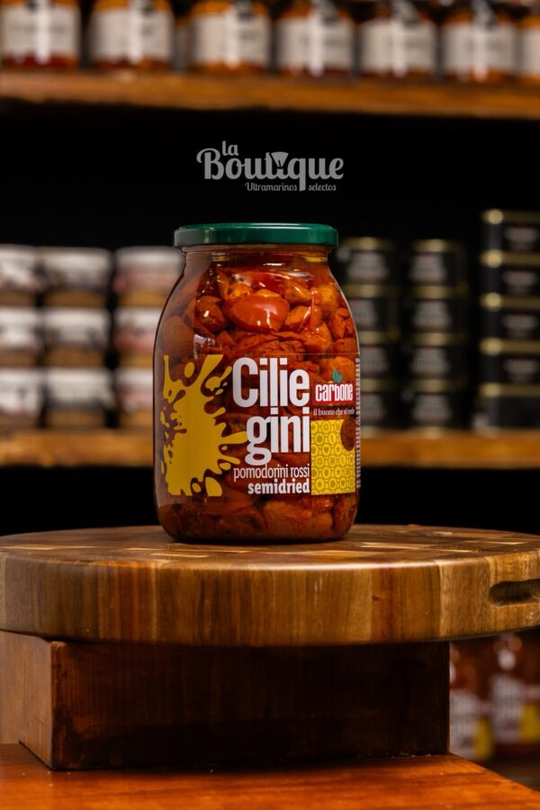 POMODORINI ROSSI TOMATE SEMI SECO EN ACEITE DE OLIVA “CARBONE” 950GR